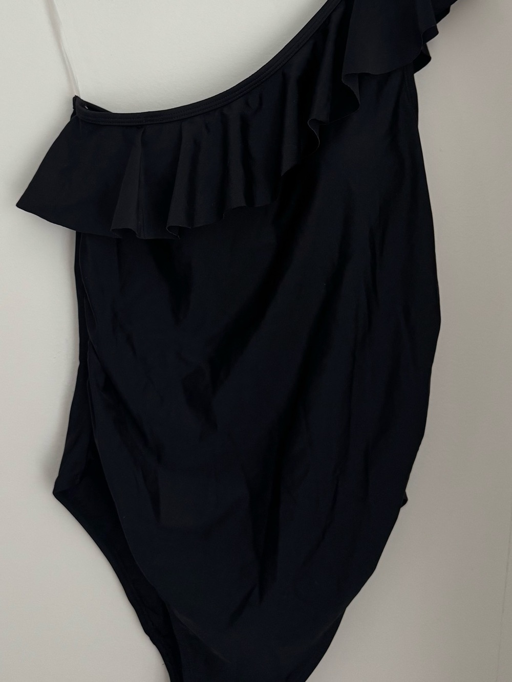 Motherhood Maternity Black One-Shoulder Ruffle Swimsuit